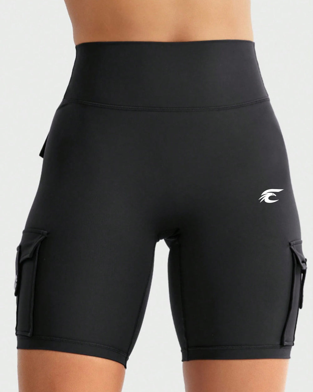 High-Waist Cargo Pocket Biker Shorts