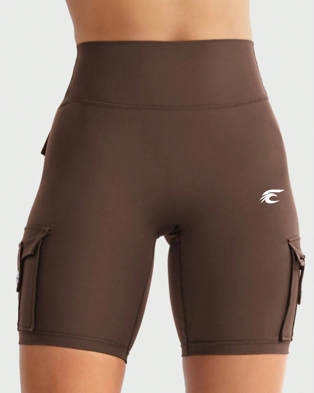 High-Waist Cargo Pocket Biker Shorts