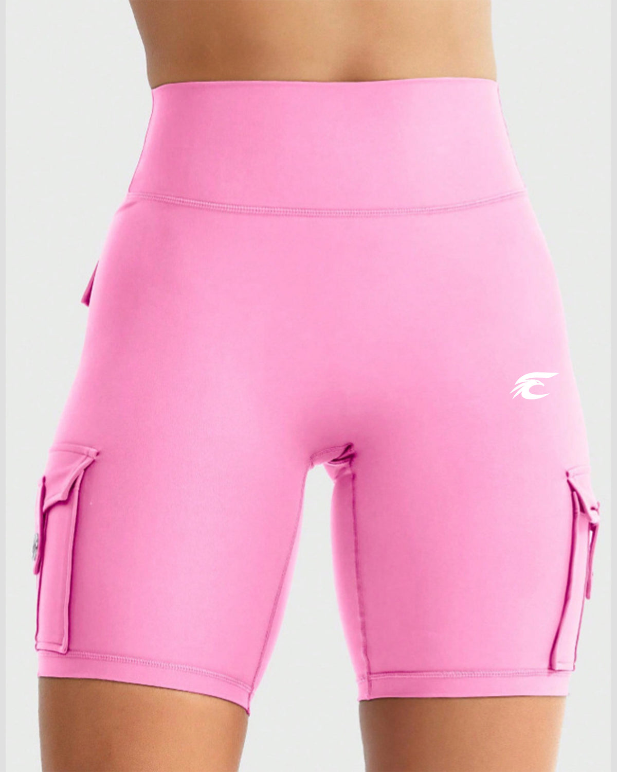 High-Waist Cargo Pocket Biker Shorts