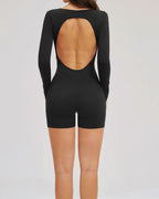 Long-Sleeve Square-Neck Romper