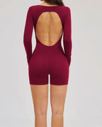 Long-Sleeve Square-Neck Romper