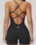 Cross-Back Shorts Romper