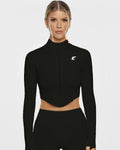 Cropped Zip-Up Mock Neck Jacket