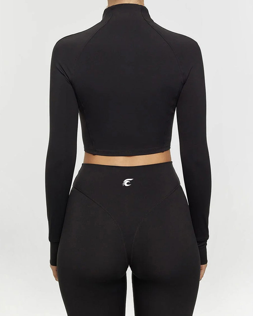 Cropped Zip-Up Mock Neck Jacket