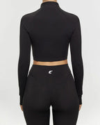 Cropped Zip-Up Mock Neck Jacket