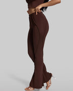 Curved-Seam Flare Pants & Crop Set