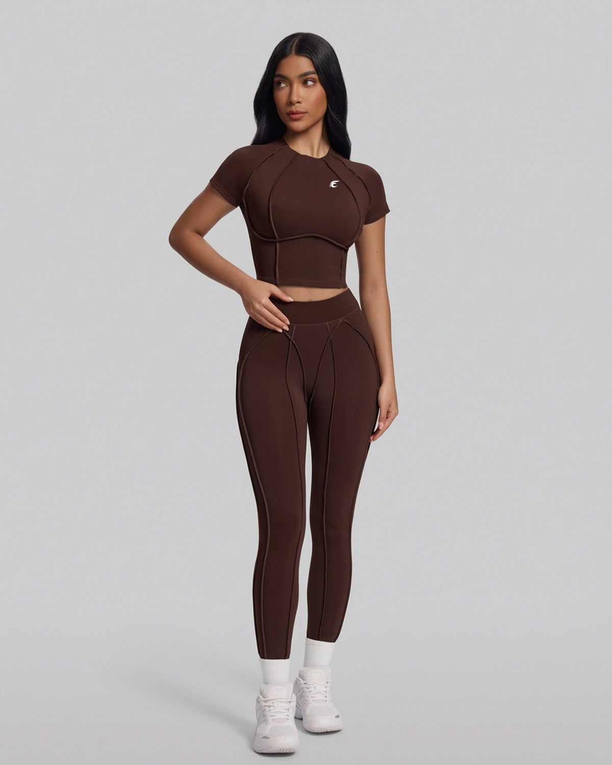 Seamed Crop Tee & Panel-Seam Leggings Set