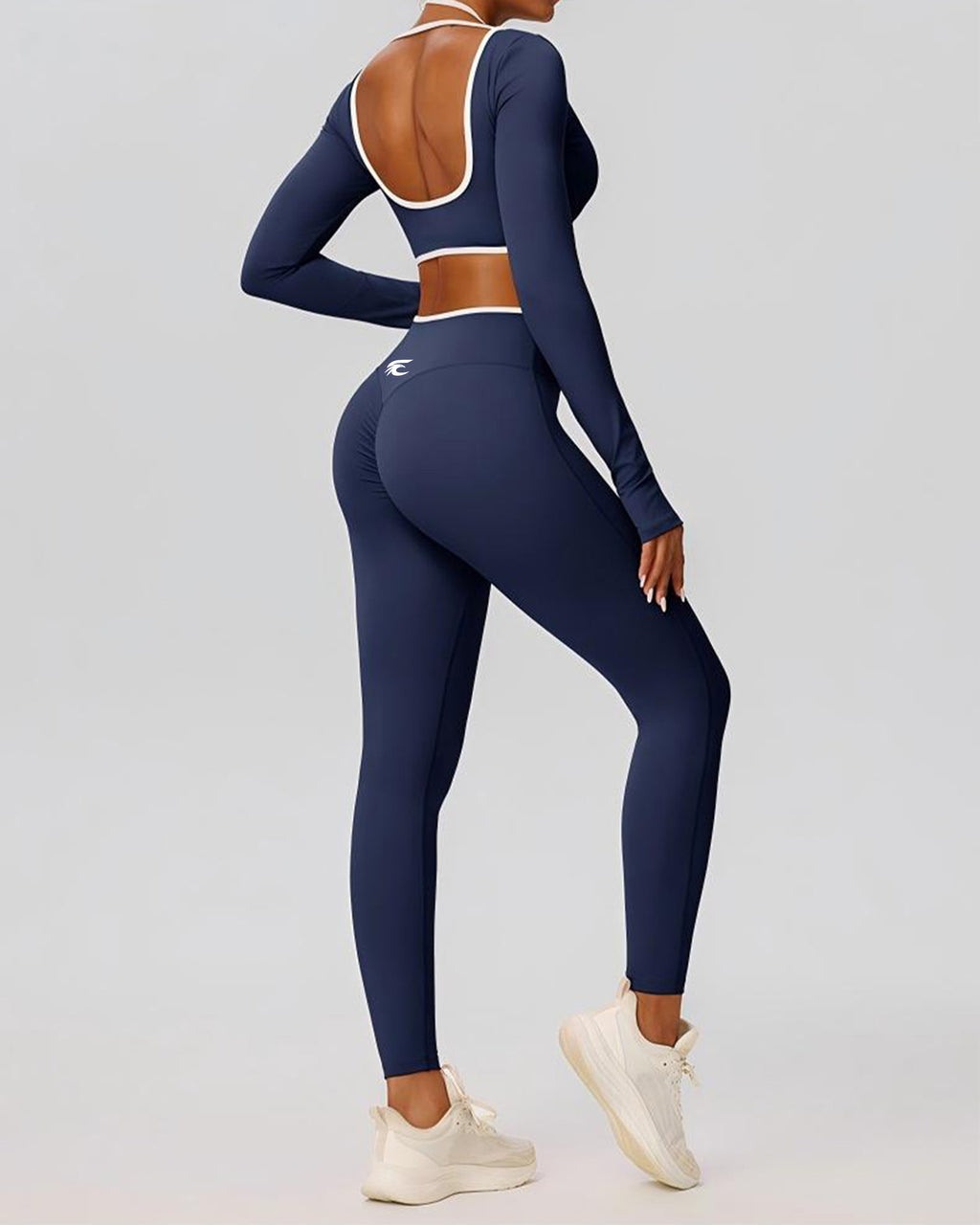 Contrast-Piped Cutout Long Sleeve & Legging Set