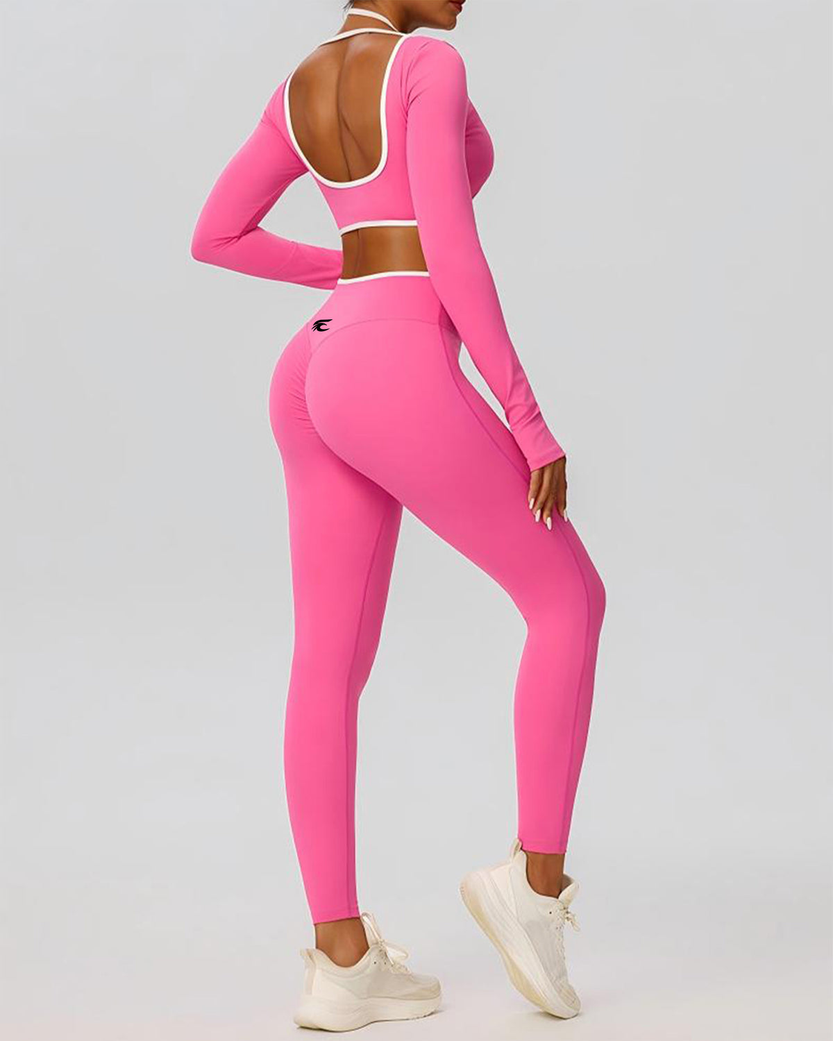 Contrast-Piped Cutout Long Sleeve & Legging Set