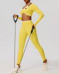 Contrast-Piped Cutout Long Sleeve & Legging Set