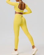 Contrast-Piped Cutout Long Sleeve & Legging Set