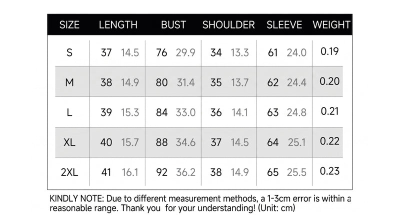Size chart