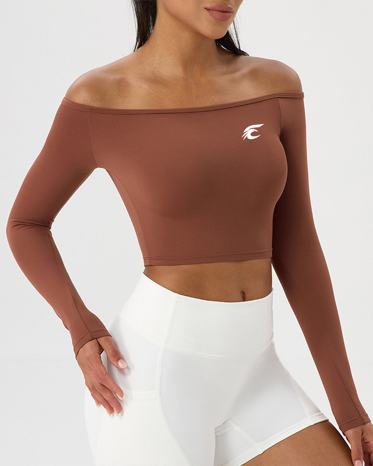 Asymmetric One-Shoulder Long Sleeve Crop Top