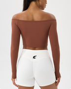 Asymmetric One-Shoulder Long Sleeve Crop Top