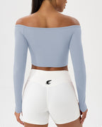 Asymmetric One-Shoulder Long Sleeve Crop Top