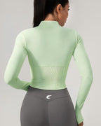 Corset-Seam Zip-Up Training Jacket