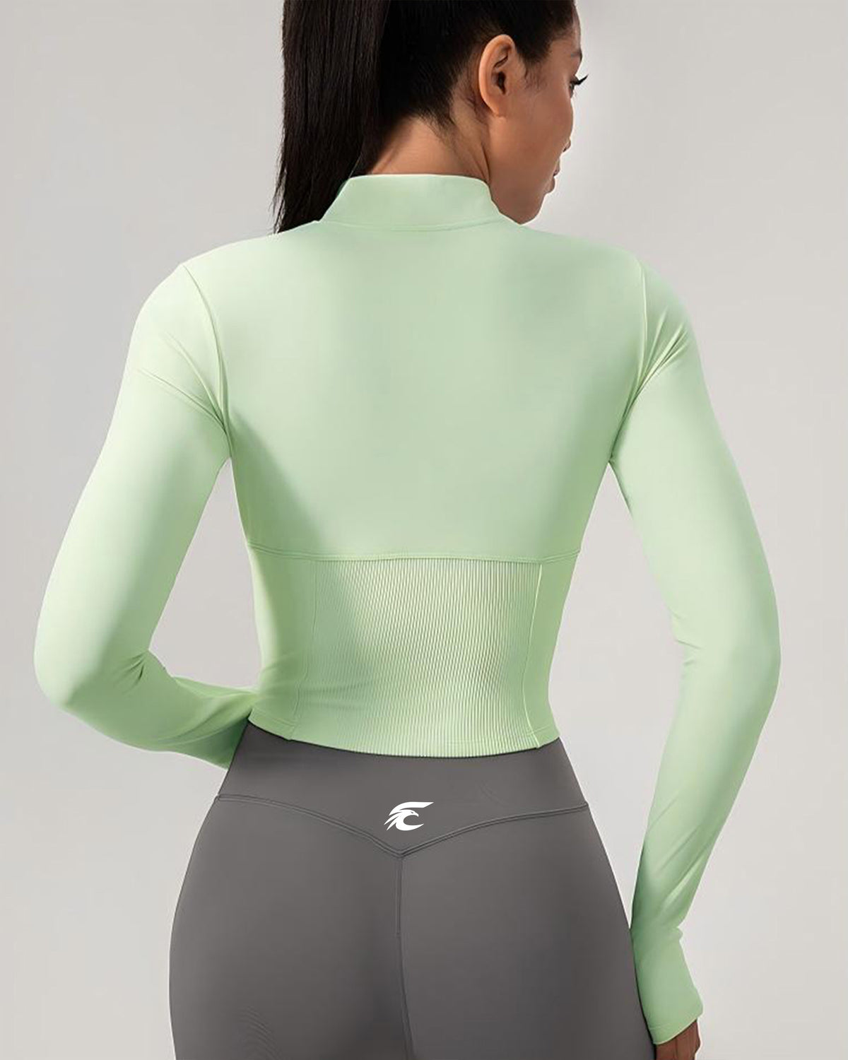 Corset-Seam Zip-Up Training Jacket