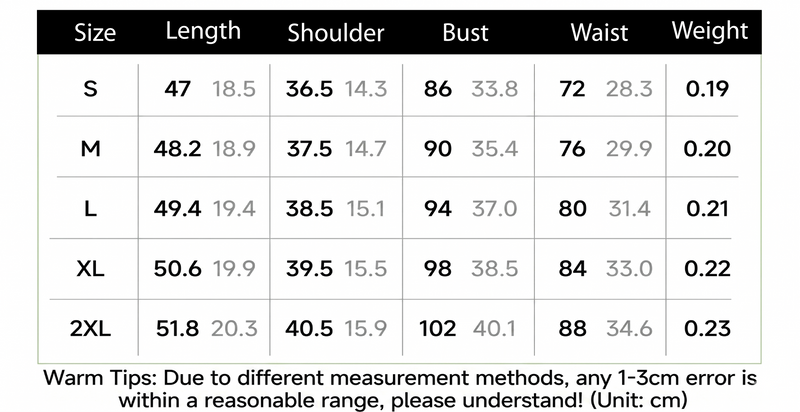 Size chart