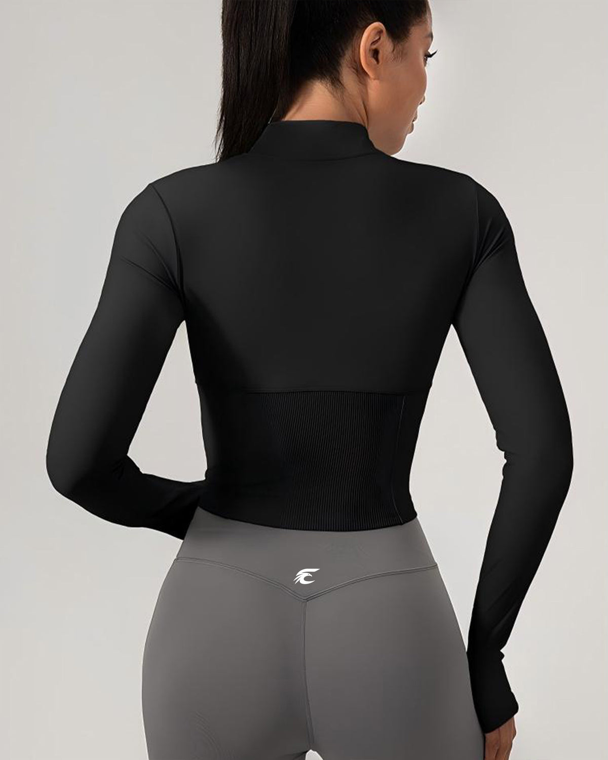 Corset-Seam Zip-Up Training Jacket