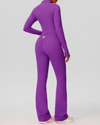 3-Piece Cropped Jacket, Bra & Flare Pants Set