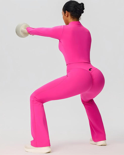 3-Piece Cropped Jacket, Bra & Flare Pants Set