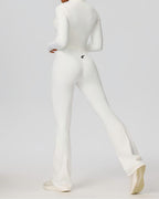 3-Piece Cropped Jacket, Bra & Flare Pants Set