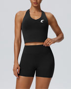 Racerback Crop Tank & High-Waist Shorts Set
