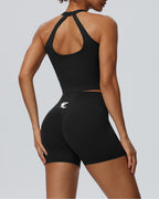 Racerback Crop Tank & High-Waist Shorts Set