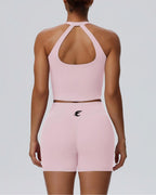 Racerback Crop Tank & High-Waist Shorts Set