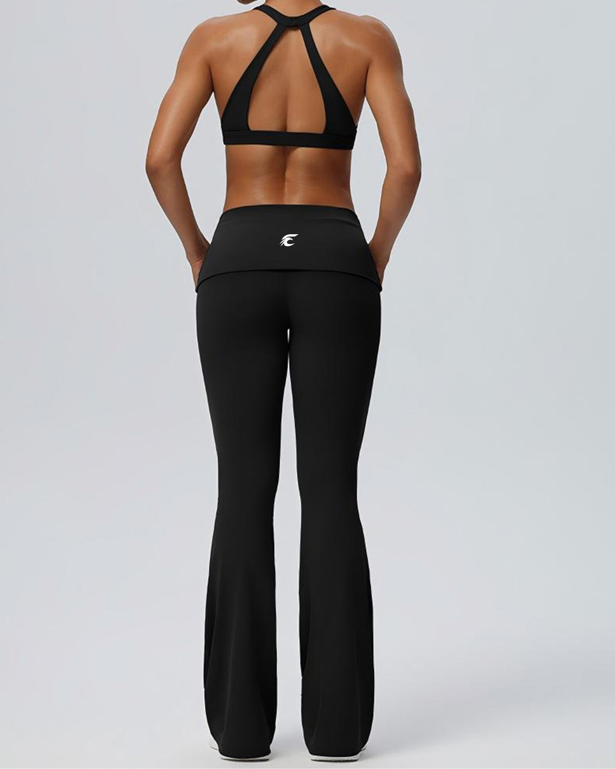 Racerback Bra & Foldover Flare Pants Set