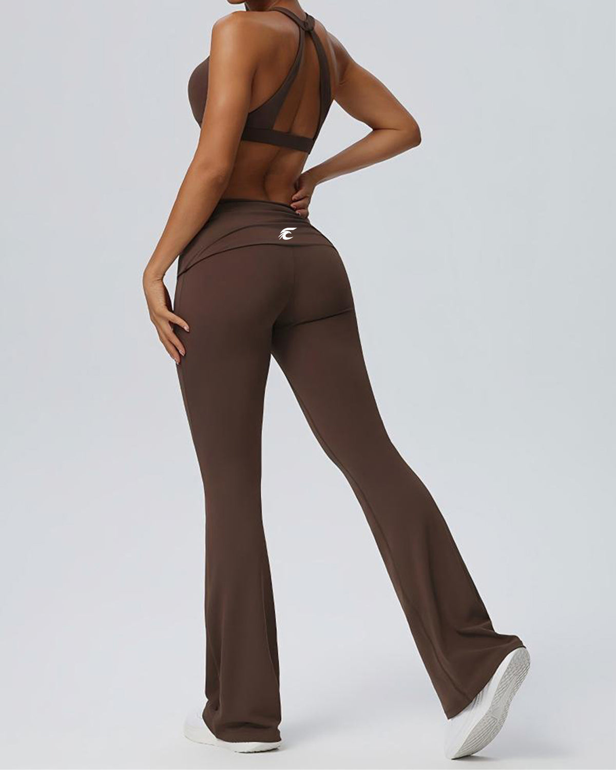 Racerback Bra & Foldover Flare Pants Set