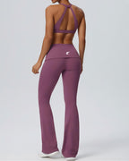 Racerback Bra & Foldover Flare Pants Set
