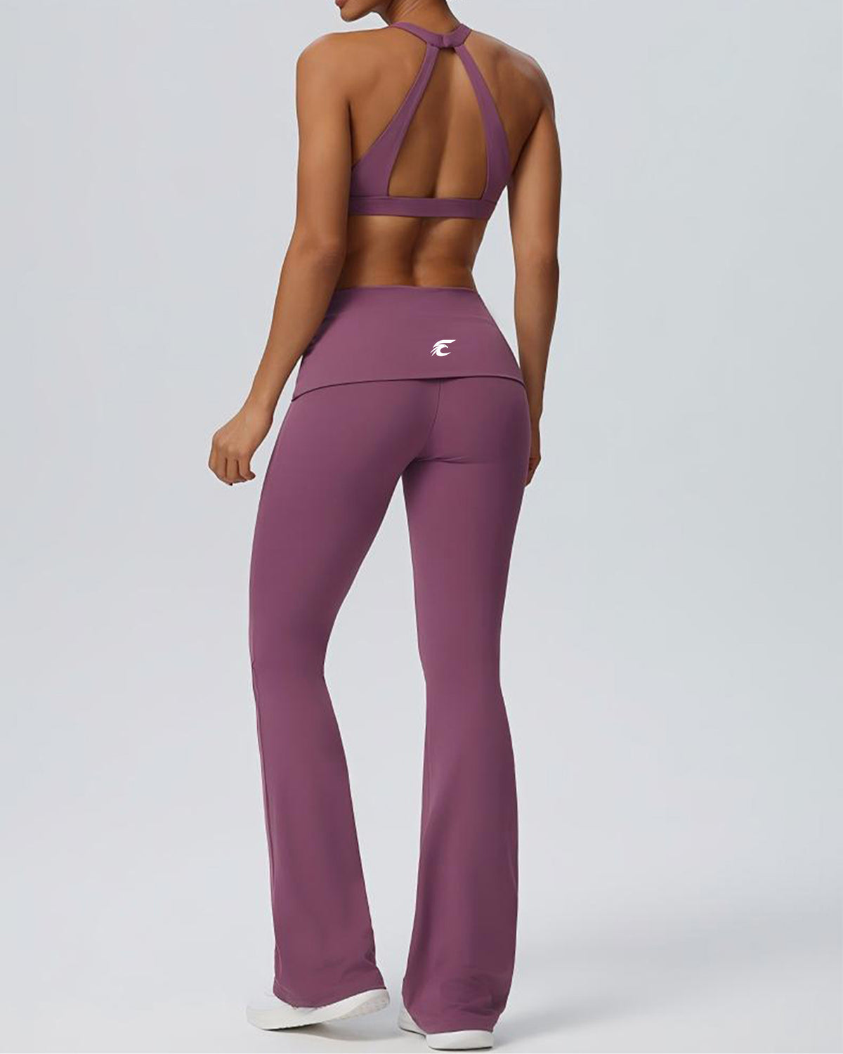 Racerback Bra & Foldover Flare Pants Set