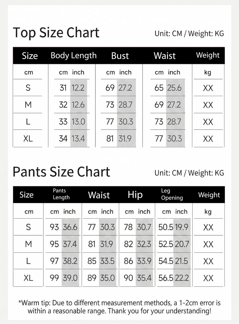 Size chart