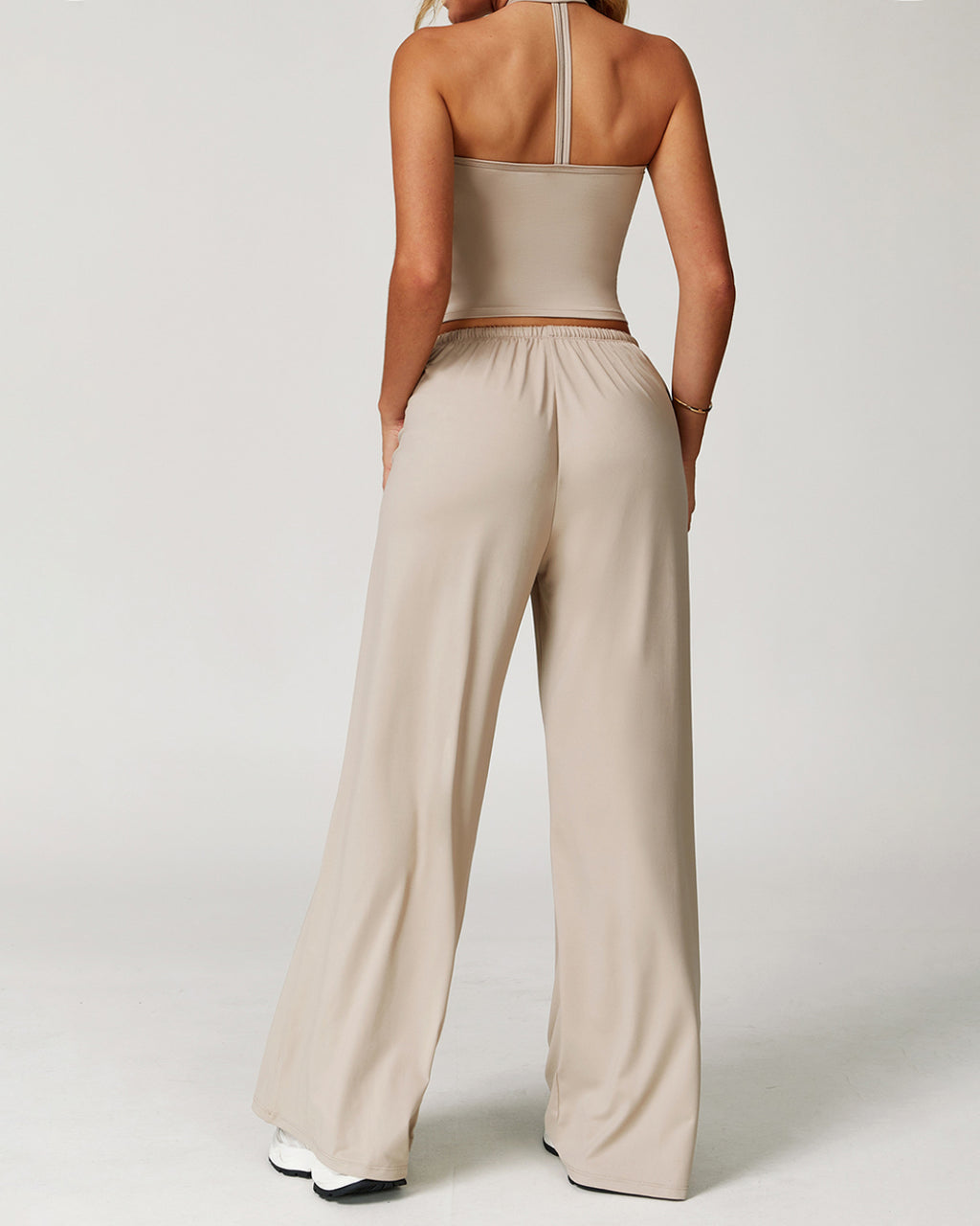 3-Piece Wrap-Tie Top & Wide-Leg Pants Set