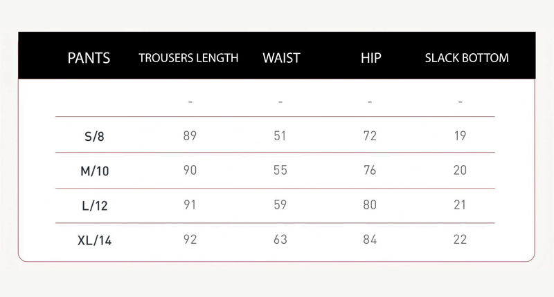 Size chart