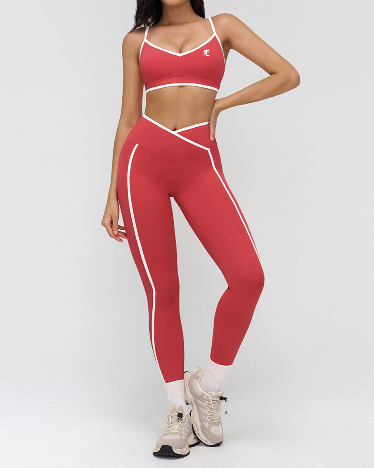 Contrast-Piped Bra & Legging Set